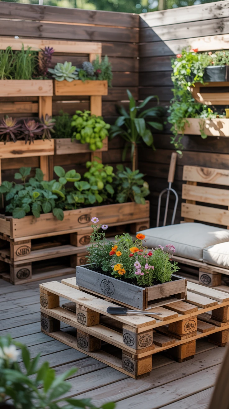6. Easy Pallet Planters for a Rustic Touch
