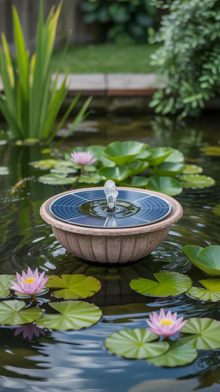 7. Solar-Powered Pond Fountain: Eco-Friendly and Efficient