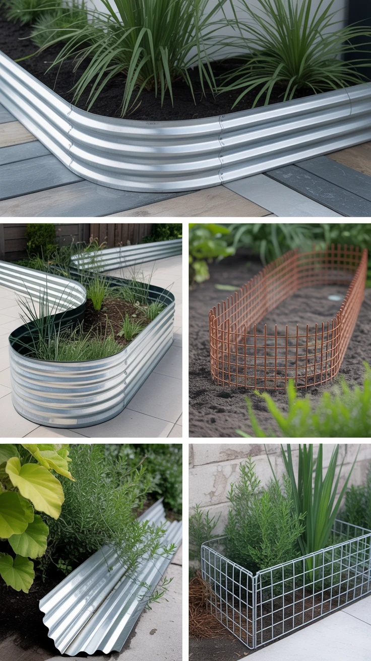 5. Metal and Wire Edging: Modern Minimalism