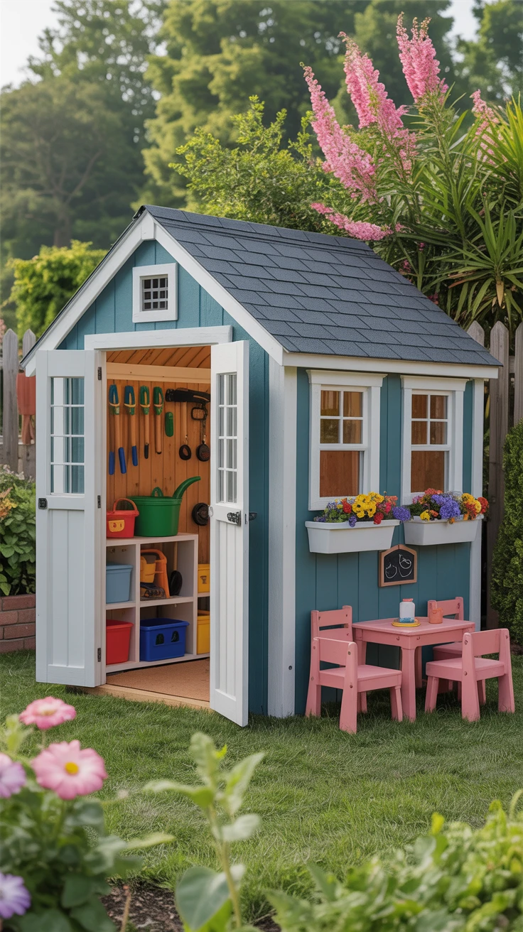 8. Playhouse Shed: Double the Fun
