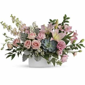 Hello Beautiful Pink Succulent Bouquet with roses and echeveria