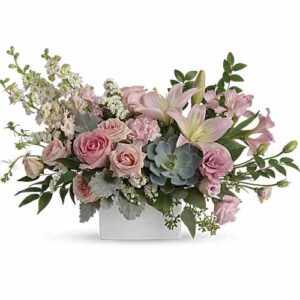 Hello Beautiful Pink Succulent Bouquet with roses and echeveria
