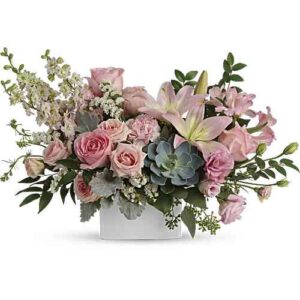 Hello Beautiful Pink Succulent Bouquet with roses and echeveria