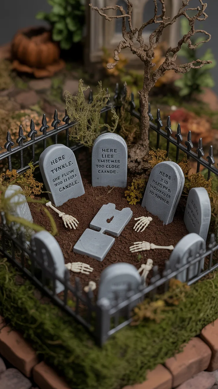 3. Install Miniature Gravestones and Cemetery Elements