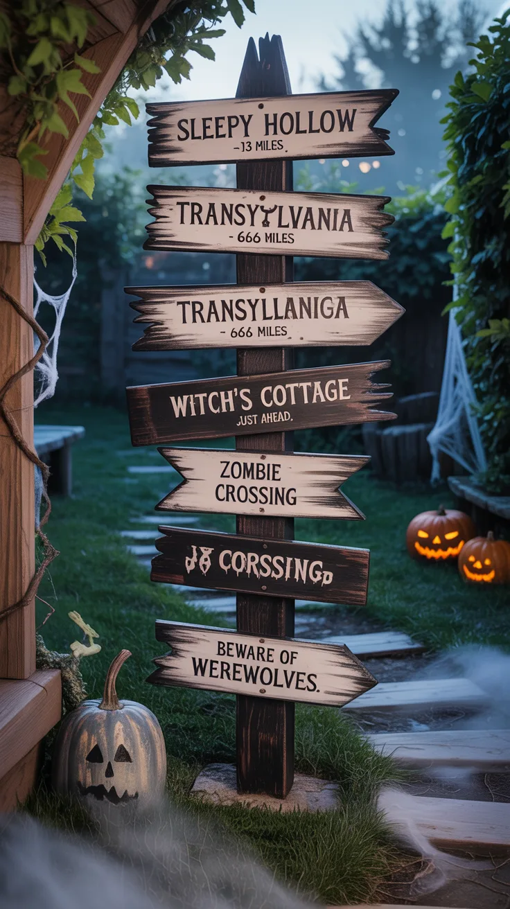 8. Haunted Garden Sign Posts