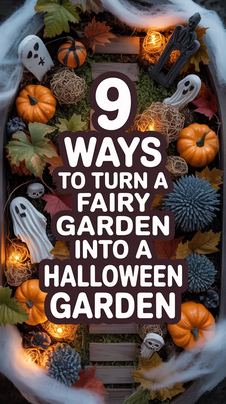 9 Ways to Turn a Fairy Garden Into a Halloween Garden – Pinterest image