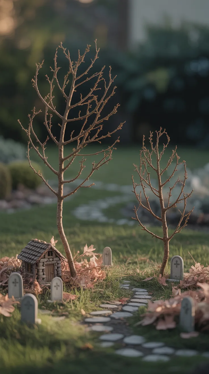 Step 10: Add Bare Branches and Fallen Leaves