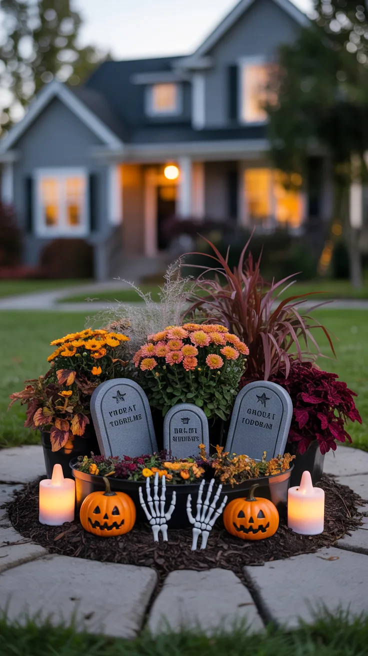 2. Spooky Flower Bed Displays