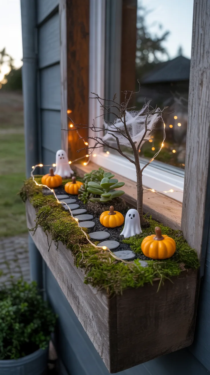 3. Narrow Halloween Fairy Garden Window Box