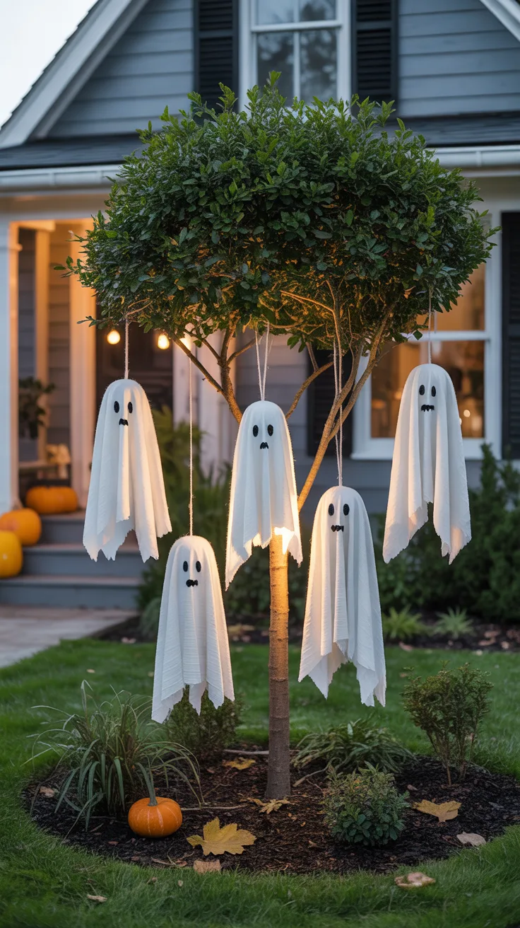 7. Ghost Decorations for Trees and Shrubs